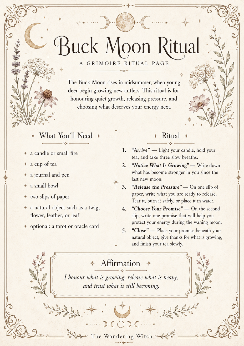 Buck Moon Ritual — Grimoire Page