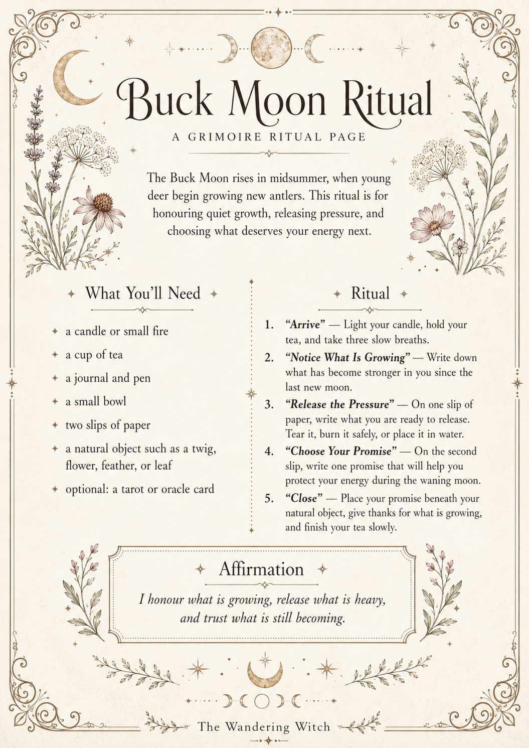 Buck Moon Ritual — Grimoire Page